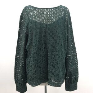 NWT Banana Republic Emerald Green Lace Blouse